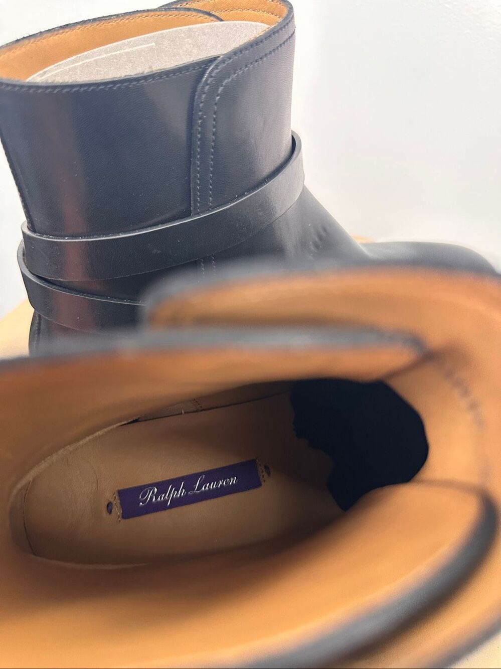 Ralph Lauren Purple Label Women’s Halton Black Burnished Calf Leather Ankle Boot - Picture 13 of 13